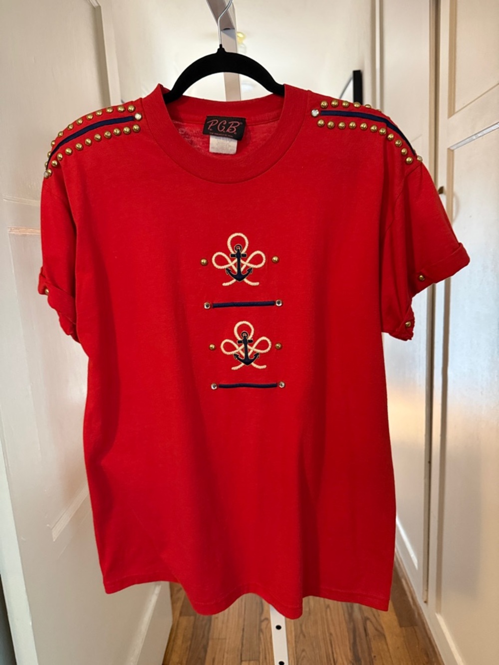 P.G.B. Vintage Nautical Embellished T-Shirt Medium